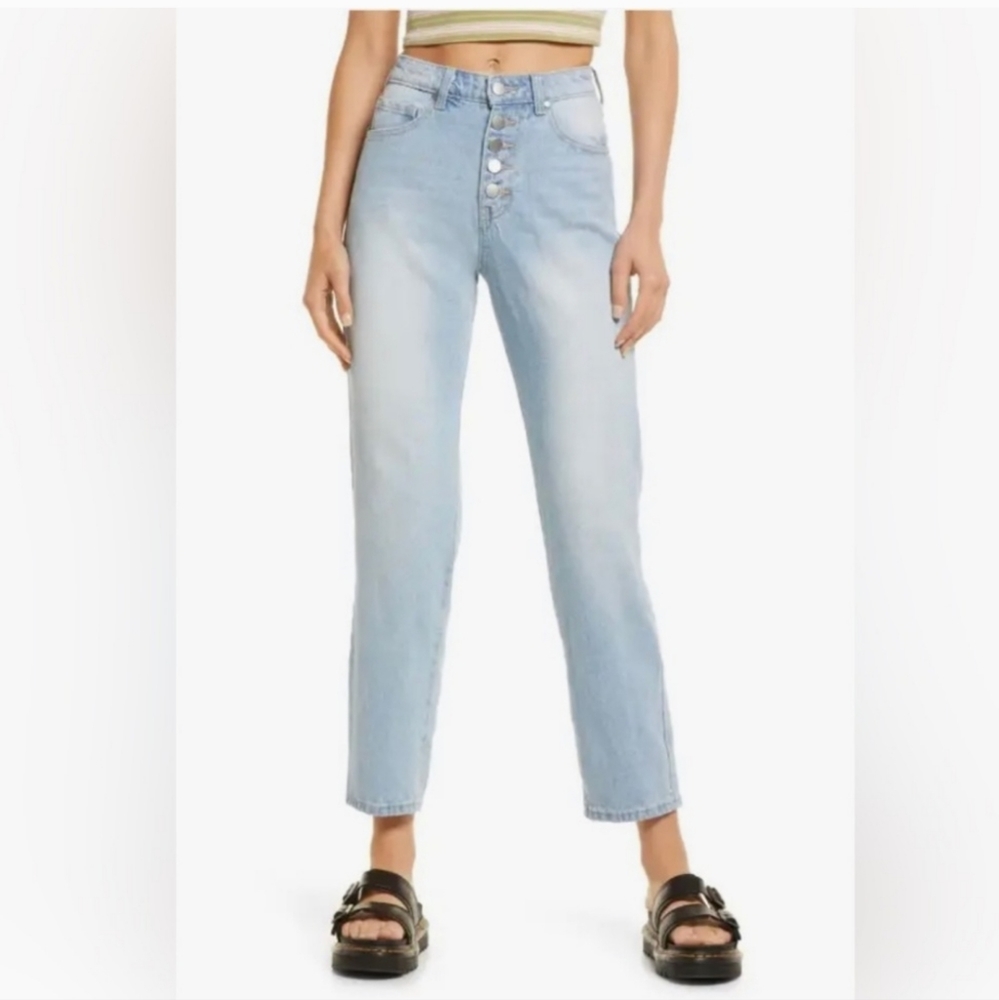 BP High Rise Straight Leg Button Fly Jeans
